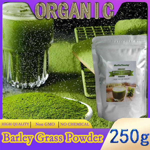 HelloYoung Organic Barley Grass Powder original 250g barley grass official store organic barley grass powder Rich in Fibers, Vitamins, Minerals, Raw Organic Perfect Food Green Superfood