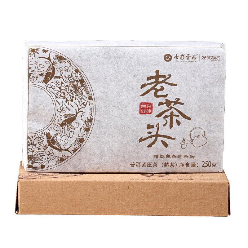 2017 Colourful Yunnan Menghai Lao Cha Tou Nugget Shu Ripe Pu Erh Puer Brick 250g