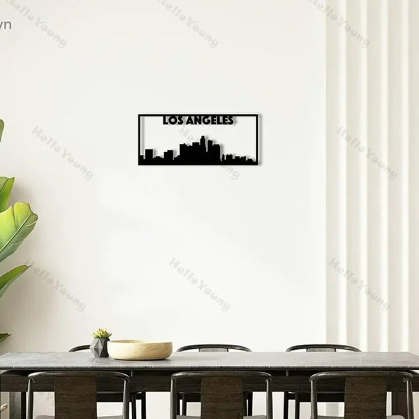 Los Angeles City Skyline Landscape - Beautiful Home Decor Metal Art Wall Sign Hanging Wall Art Home Decor Coat Rack Organizer