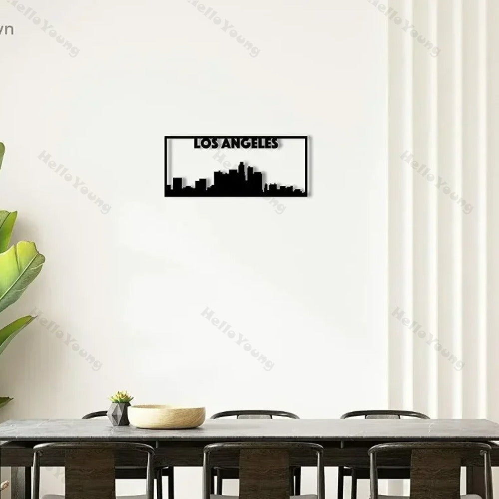 Los Angeles City Skyline Landscape - Beautiful Home Decor Metal Art Wall Sign Hanging Wall Art Home Decor Coat Rack Organizer