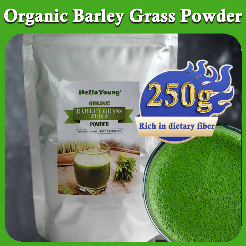 HelloYoung Organic Barley Powder 100% Pure and Natural, No Additives and Preservatives lowering cholesterol, beautiful skin, healthy slimming drink