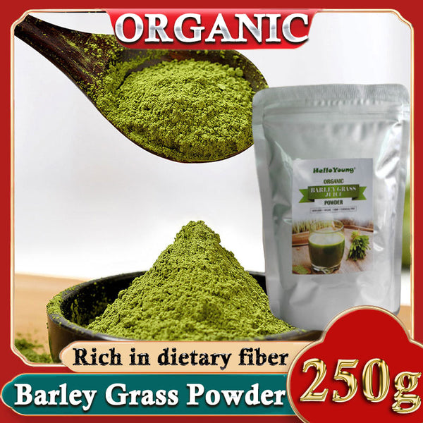 HelloYoung Organic Barley Grass Powder 250g, Green Superfood for Smoothie, Shakes and Salads Non-GMO Gluten-Free Soy-Free Vegan & Paleo – Daily Greens Booster