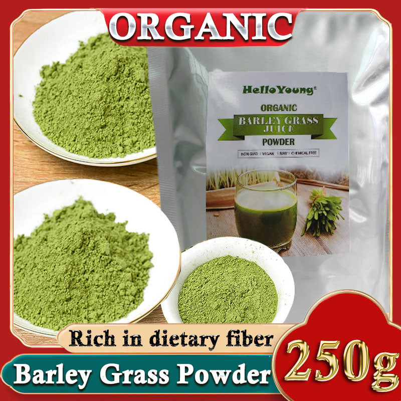 HelloYoung 250g Organic Barley Grass Powder Gluten Free Non-GMO Superfood Vegan Rich Dietary Fiber, No Addtives Main image
