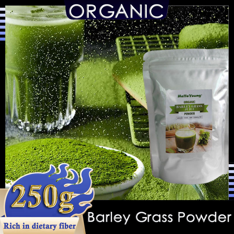 HelloYoung Pure Organic Barley Grass Original Powder Juice Drink 250g Support Immune System and Digestion, Vegan