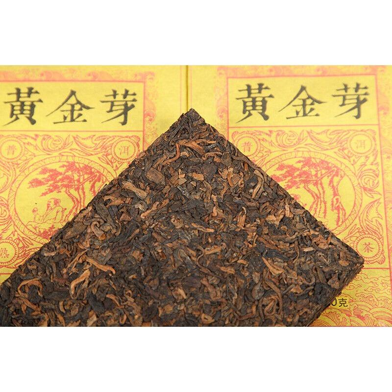 HelloYoungTea Yunnan Pu'er Ripe Tea Golden Bud Ripe Tea Brick 250g