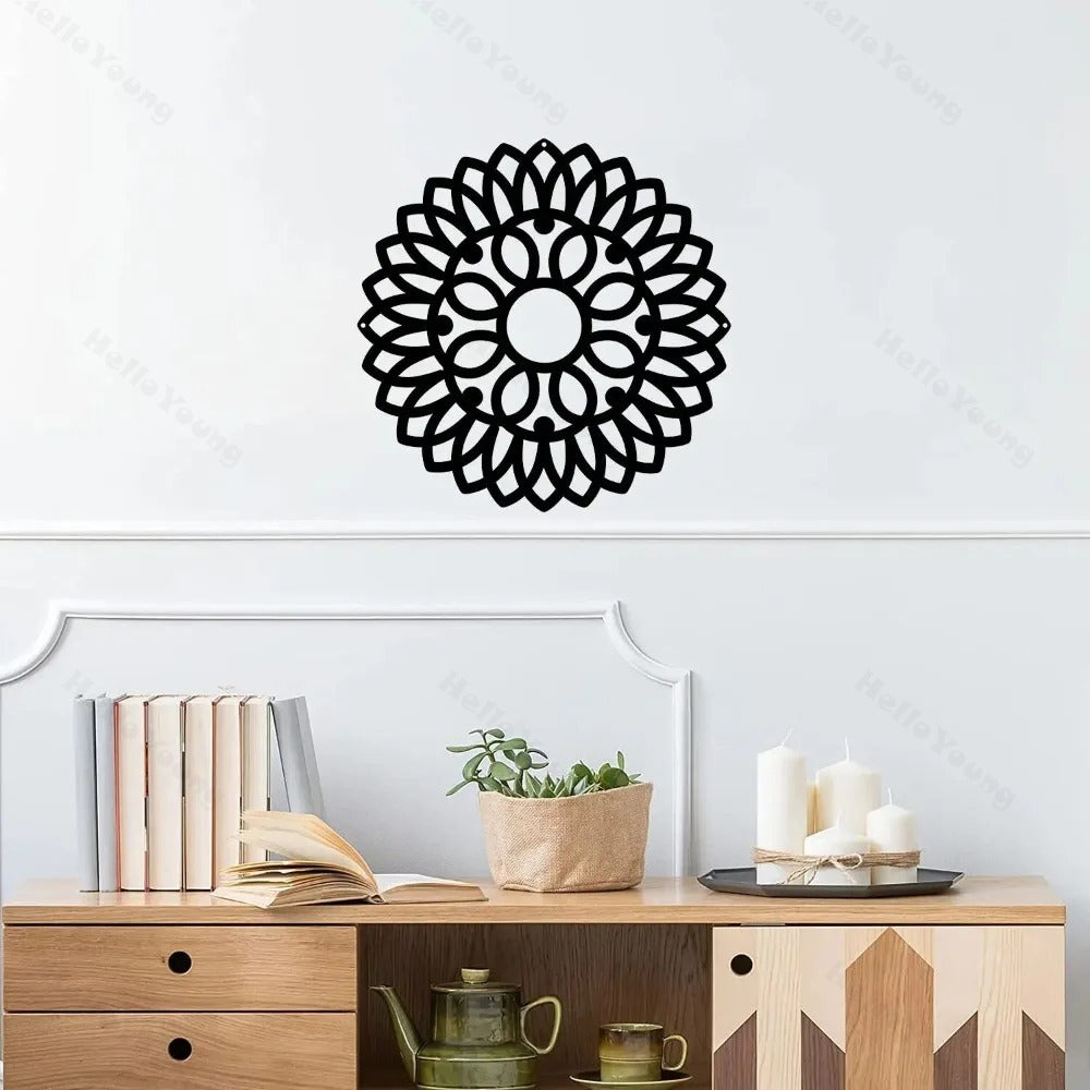 Round Medallion Wall Art – Laser Cut Metal Decorative Accent, Iron Crafts for Stylish Home Decor, Wall Decoration and Sticker