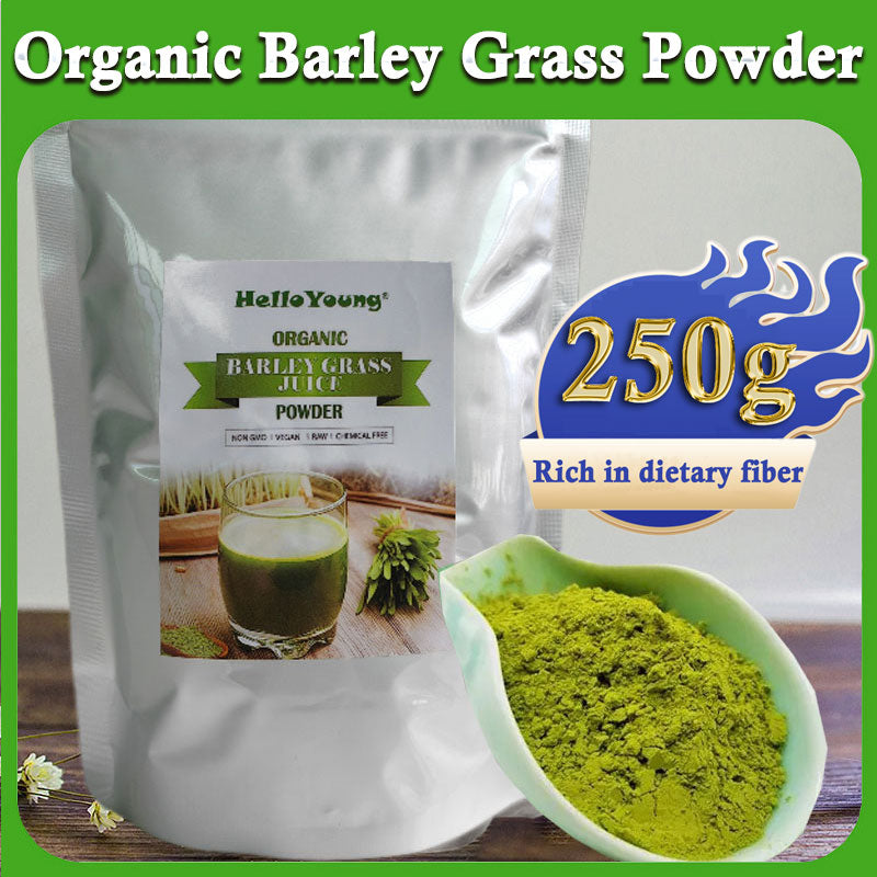 HelloYoung Organic Barley Powder 100% Pure and Natural, No Additives and Preservatives Gluten-Free Soy-Free Vegan & Paleo – Daily Greens Booster