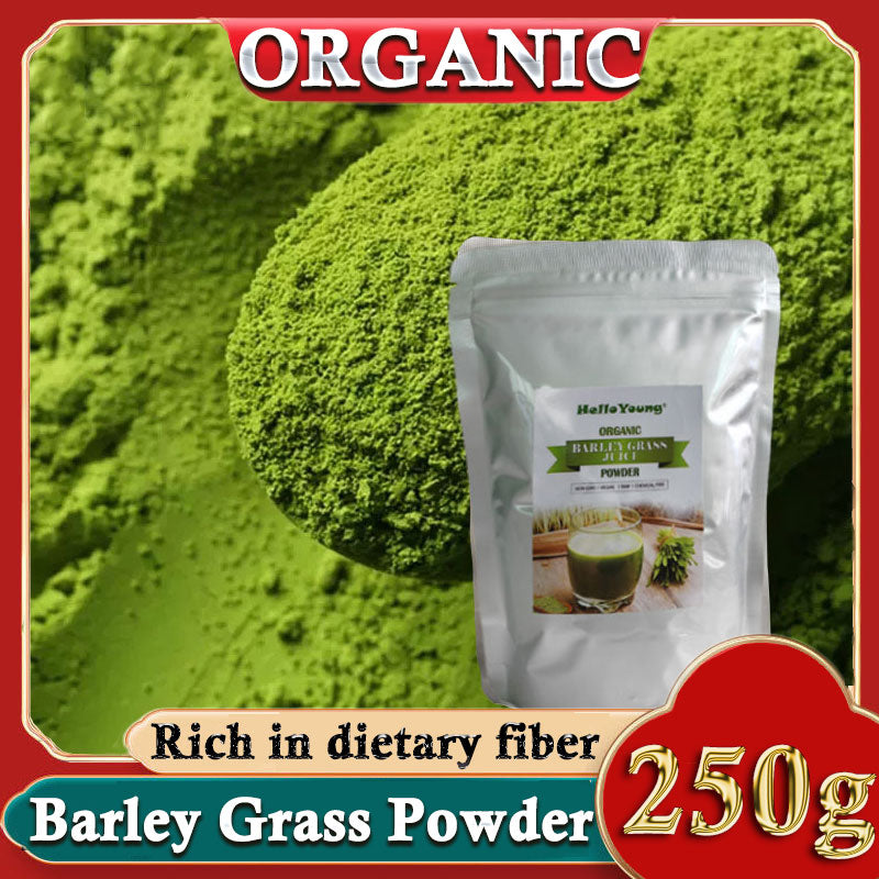 HelloYoung Barley Grass Powder 100% Pure & Organic Organic Barley Grass Powder Pure Organic Barley for Women and Men 250g Support Immune System and Digestion, Vegan Main image