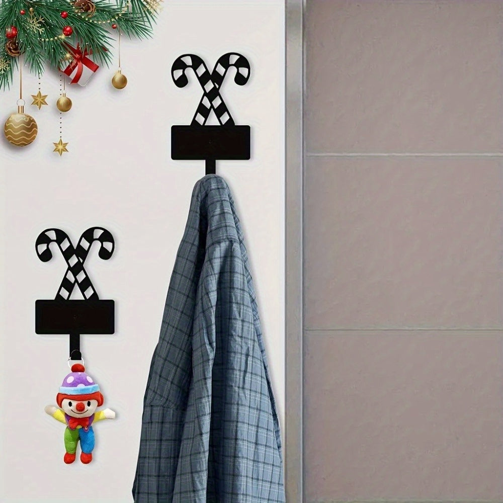 HelloYoung Festive Metal Candy Cane Utility Hooks, Perfect for Key & Belt Hanging, Ideal Christmas Wall Decor for Festive Occasions, Durable Hanging Organizer, Cute Holiday Themed Hooks for Entryway Kitchen