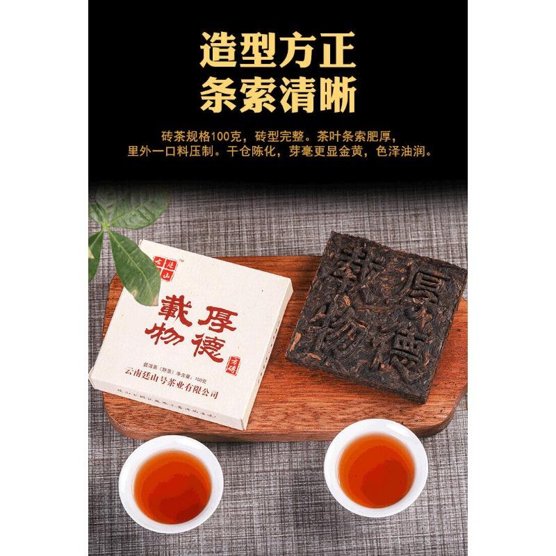 HelloYoungTea 100g Ripe Puerh Square Tea Brick Yunnan Brown Mountain Ancient Tree Tea Brick