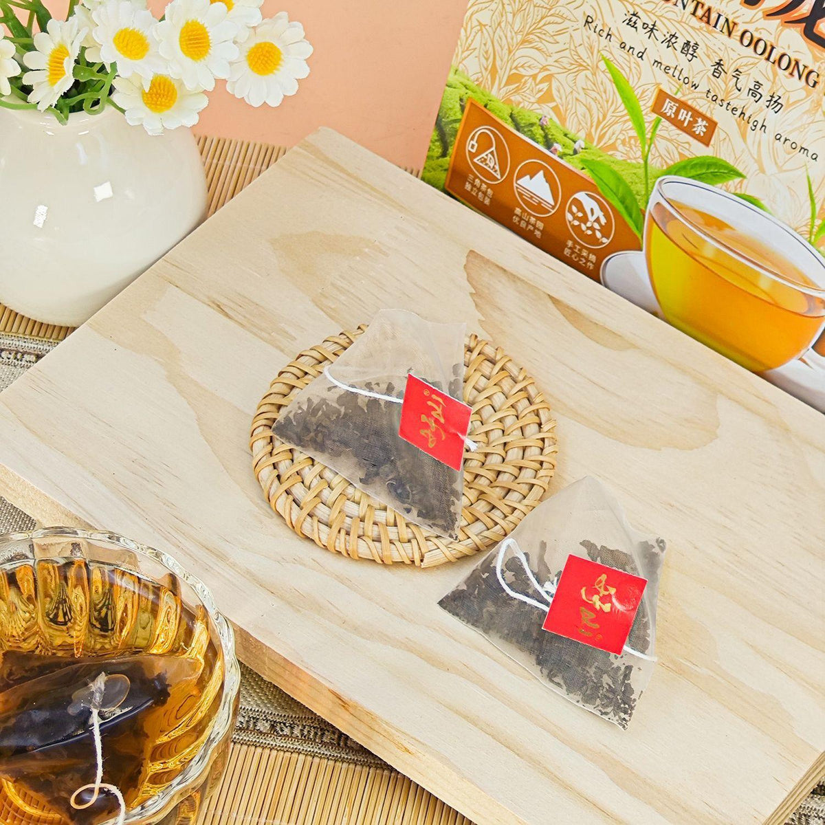 HelloYoungTea Oolong Tea High Mountain Whole Leaf Pyramid Tea Bags Natural Flavor