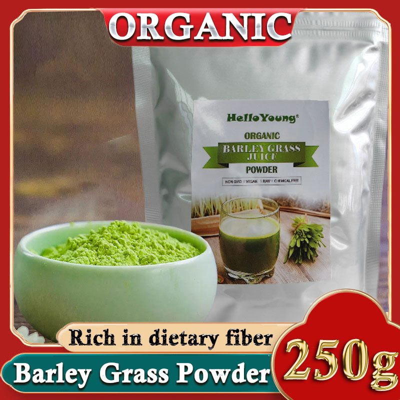 HelloYoung 250g Organic Barley Grass Powder Gluten Free Non-GMO Superfood Vegan Pure&Natural I Nutritionally Complete I Mix into Smoothie or Juice Main image
