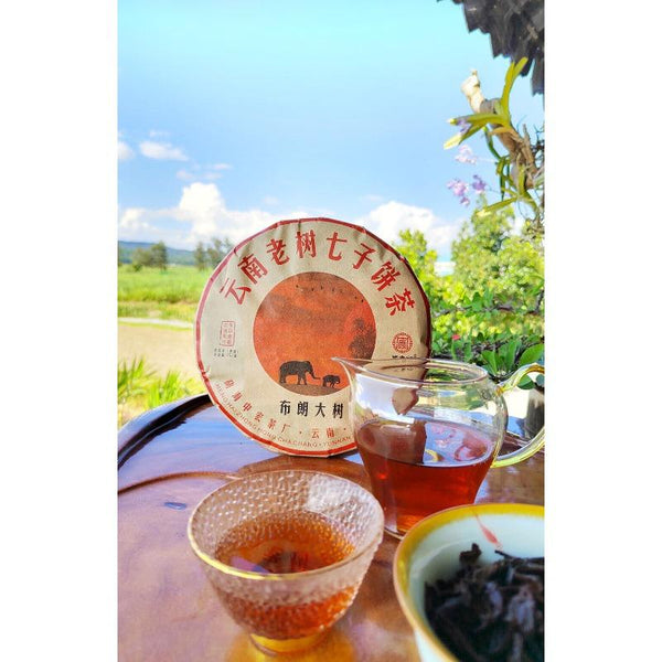 HelloYoungTea Puerh Ripe Tea Brown Mountain Ripe Tea Yunnan Seven Seed Cake Menghai Pu'er