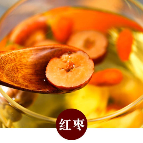 HelloYoungTea 120g Organic Five Treasure Tea Herbal Blend with Longan Goji Red Dates Rose Chrysanthemum