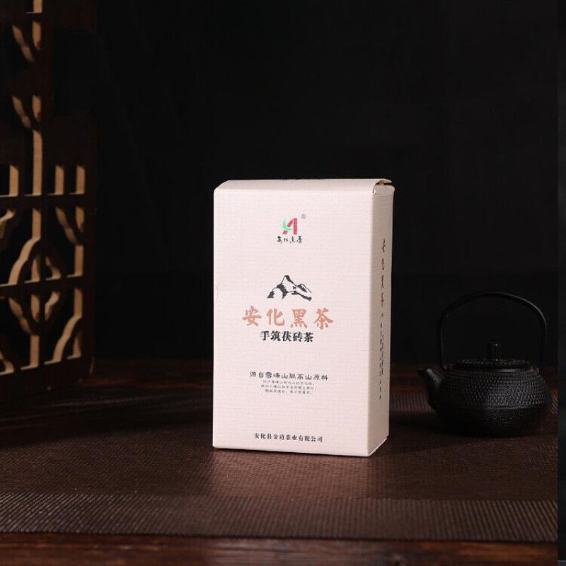 HelloYoungTea 208g Anhua Black Tea Authentic Hunan Tea Hand-built Aged Tian Fu Brick Tea