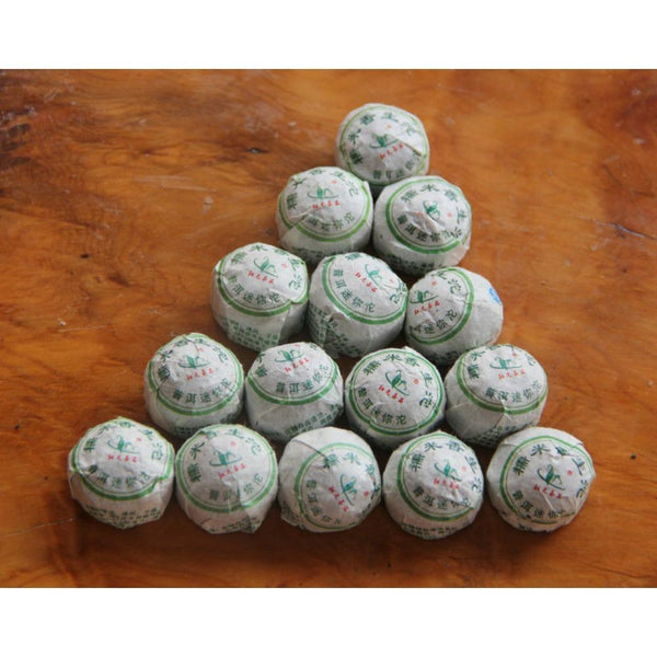 HelloYoungTea Raw Pu erh Tea Balls Glutinous Rice Flavor Mini Tuocha 200g