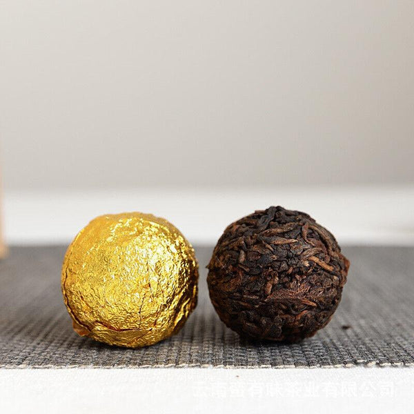 Yunnan Pu'er Tea 18pcs (Golden Tin) Menghai Golden Buds Ripe Tea Dragon Pearl