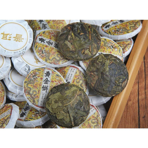 HelloYoungTea Spring Tea Ancient Tree Gold Cake Gold A Pu'er Tea Raw Tea Mini Small Cake Tea