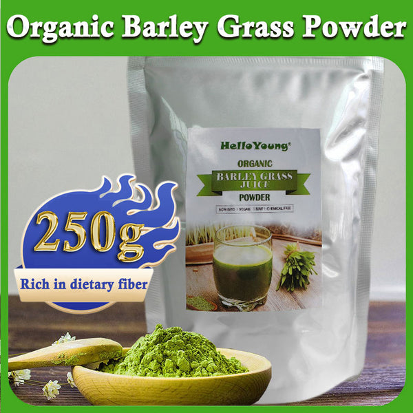 HelloYoung Organic Barley Powder 100% Pure and Natural, No Additives and Preservatives Contains Iron Vitamin C, & Vitamin E – Non-GMO