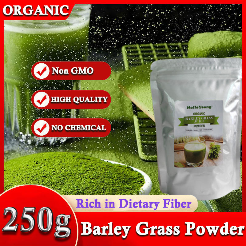 HelloYoung Barley Grass Powder 100% Pure & Organic Organic Barley Grass Powder Pure Organic Barley for Women and Men 250g Organic Barley Low Carb Diabetic Friendly e for weight loss