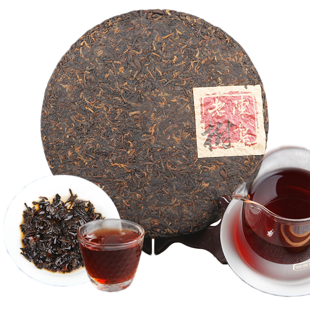 HelloYoung Cooked Puerh Tea Ripe Tea Black Tea Cake Old Trees Pu er Tea Brown Mountain 357g