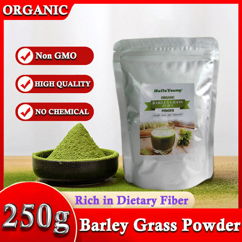 HelloYoung Barley Grass Powder 100% Pure & Organic Organic Barley Grass Powder Pure Organic Barley for Women and Men 250g for purifying liver, lowering cholesterol, beautiful skin Main image