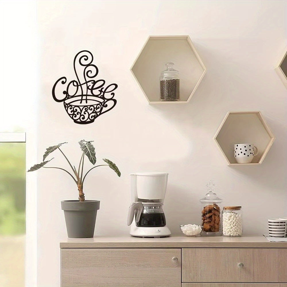 CIFbuy™ Vintage-Style Coffee Cup-Shaped Metal Wall Art, Intricate Scrollwork Iron Sculpture with Stylish Rustic Silhouette, Must-Have Decor for Kitchens & Restaurants, Durable Metal Craft, Coffee-Themed Wall Decor, Wall Sculptures Secondary image