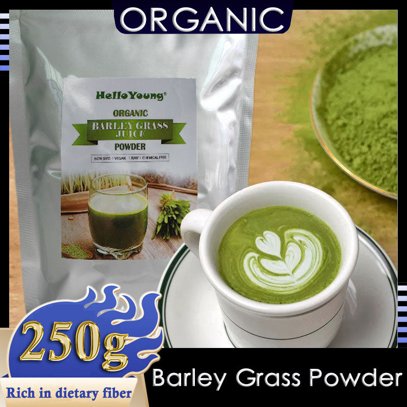 HelloYoung Barley Grass Powder Original 100% healthy Pure Organic Barley Non-GMO Vegan Cold-Juiced and Low-Temperature Dried Main image