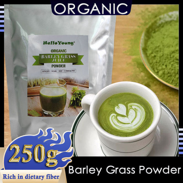 HelloYoung Barley Grass Powder Original 100% healthy Pure Organic Barley Non-GMO Vegan Cold-Juiced and Low-Temperature Dried
