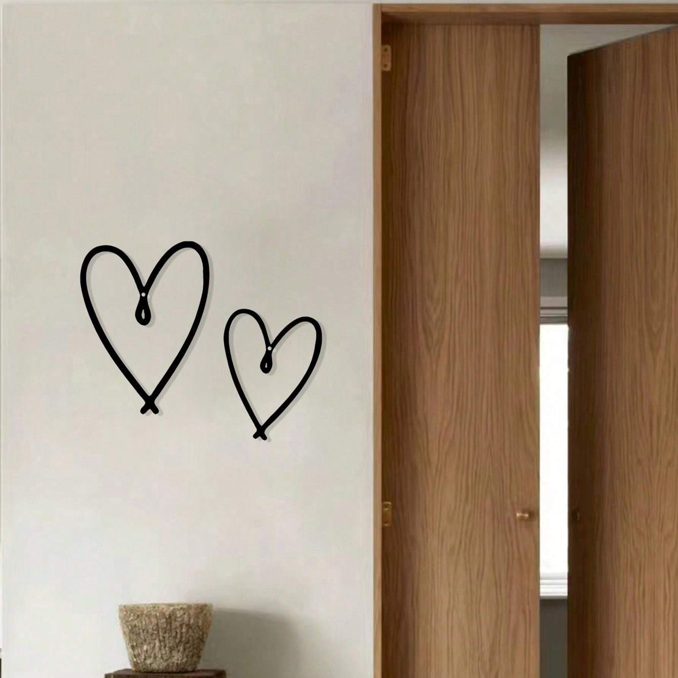 HELLOYOUNG 2pcs/ Set Unique Personalized Heart Shape Metal Wall Sign with Chic Aesthetic Design, Perfect Valentine's Day Gift, Suitable for Home, Living Room, Office, Bar, Kitchen & Coffee Shop Decor, Ideal for New Year & Birthday Celebrations