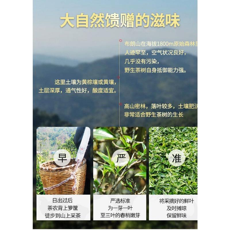 HelloYoungTea 357G Brown Mountain Pu-erh Raw Tea Ancient Pure Material Pu-erh Seven Seed Cake