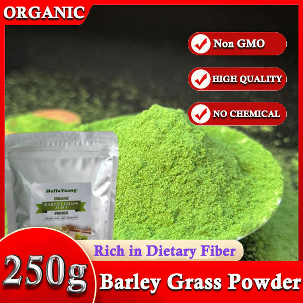 HelloYoung Barley Grass Powder 100% Pure & Organic Organic Barley Grass Powder Pure Organic Barley for Women and Men 250g Contains Iron Vitamin C, & Vitamin E – Non-GMO
