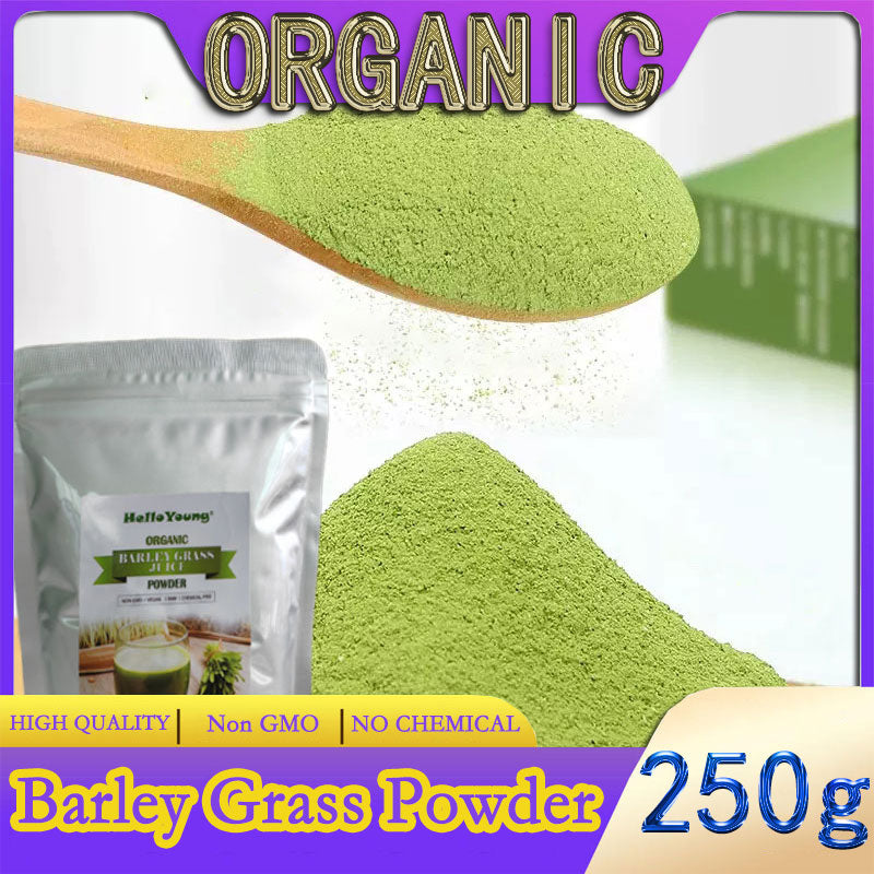 HelloYoung Organic Barley Grass Powder original 250g barley grass official store pure organic barley Non-GMO Vegan Cold-Juiced and Low-Temperature Dried