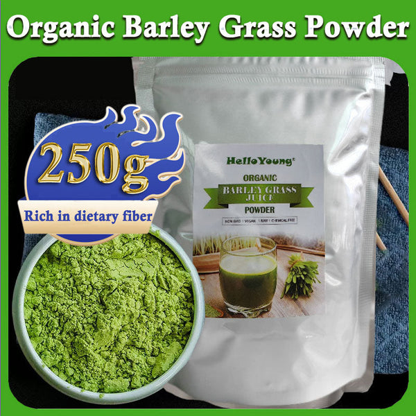 HelloYoung Barley Grass Powder Original 100% Pure And Organic Green Tea Barley Grass Powdered Drink Antioxidants and Protein, Support Immune System and Digestion, Vegan