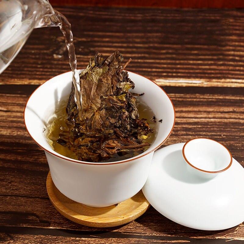 HelloYoungTea Yunnan Shou Pu-erh Old Tea Cake 2013 Fujian White Tea Shou Mei White Chinese Tea Herbal Floral Aroma Bai Cha Chinese Tea Cake 350g