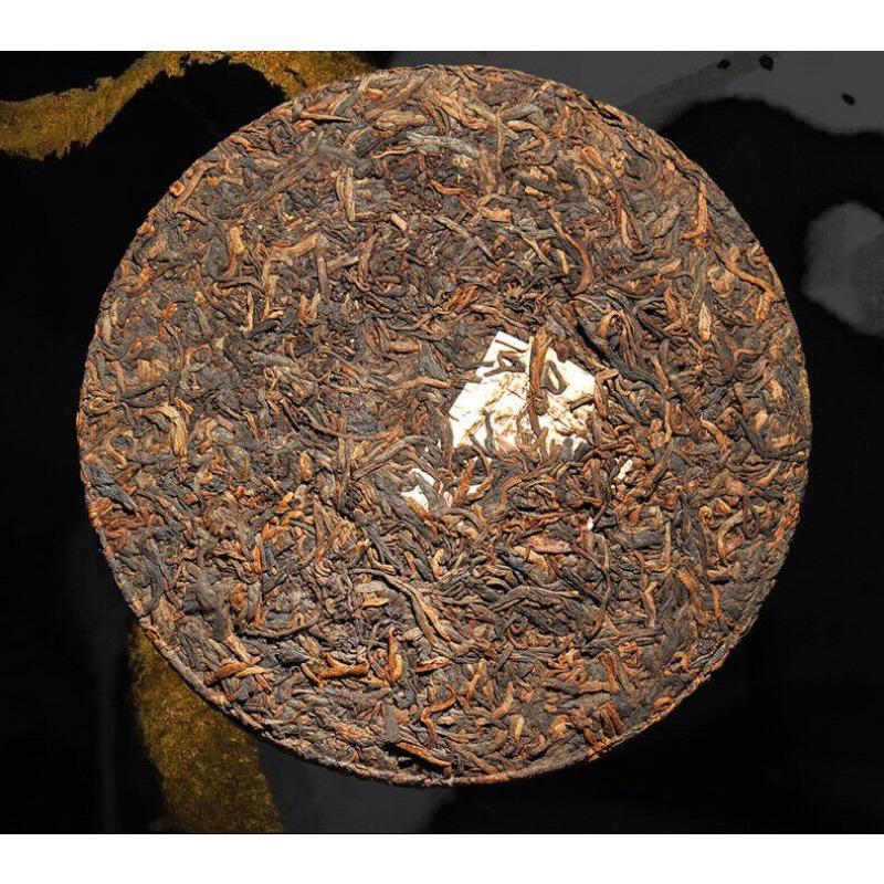 HelloYoungTea 357g Brown Mountain Ancient Tree Ripe Tea Cake Yunnan Pu'er Ripe Tea