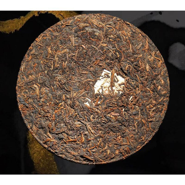 HelloYoungTea 357g Brown Mountain Ancient Tree Ripe Tea Cake Yunnan Pu'er Ripe Tea