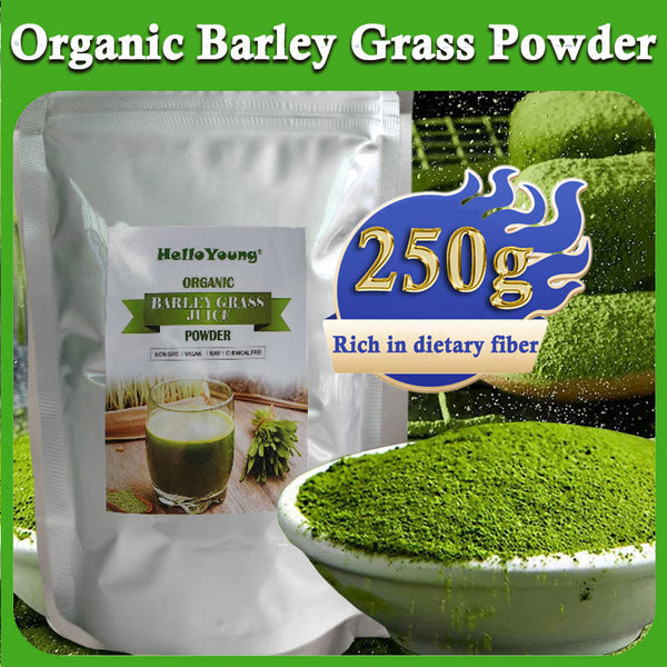 HelloYoung Barley Grass Powder Original 100% Pure And Organic Green Tea Barley Grass Powdered Drink Gluten-Free Soy-Free Vegan & Paleo – Daily Greens Booster