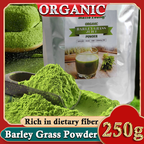 HelloYoung Organic Barley Grass Powder 250g, Green Superfood for Smoothie, Shakes and Salads lose weight barley powder pure organic body detoxification