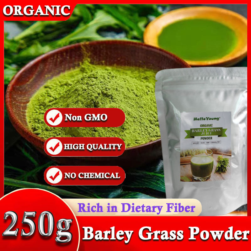 HelloYoung Barley Grass Powder 100% Pure & Organic Organic Barley Grass Powder Pure Organic Barley for Women and Men 250g Non-GMO Gluten-Free Soy-Free Vegan & Paleo Main image