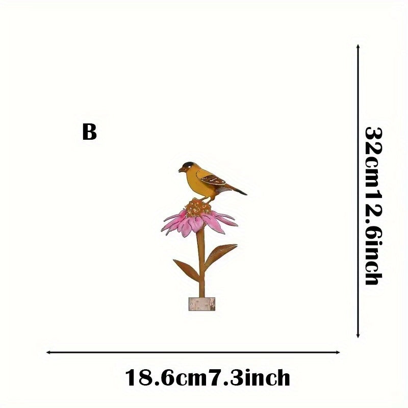"1-Piece Outdoor Garden Bird Decor: Creative Metal Cutting Handicraft with Silhouette Design for Flowerpots & Garden Accents".Outdoor statue