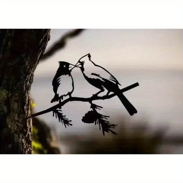 HELLOYOUNG Gorgeous Metal Bird Tree Yard Decoration - Steel Art Garden Sculptures with Charming Metal Crows & Owls, Perfect Outdoor Ornament to Decorate Backyard, Rustic Bird Tree Art for Lawn & Garden Enhancement