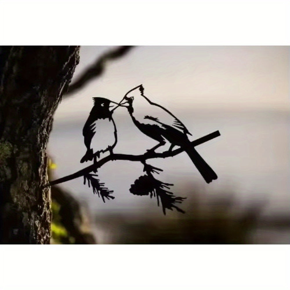 HELLOYOUNG Gorgeous Metal Bird Tree Yard Decoration - Steel Art Garden Sculptures with Charming Metal Crows & Owls, Perfect Outdoor Ornament to Decorate Backyard, Rustic Bird Tree Art for Lawn & Garden Enhancement