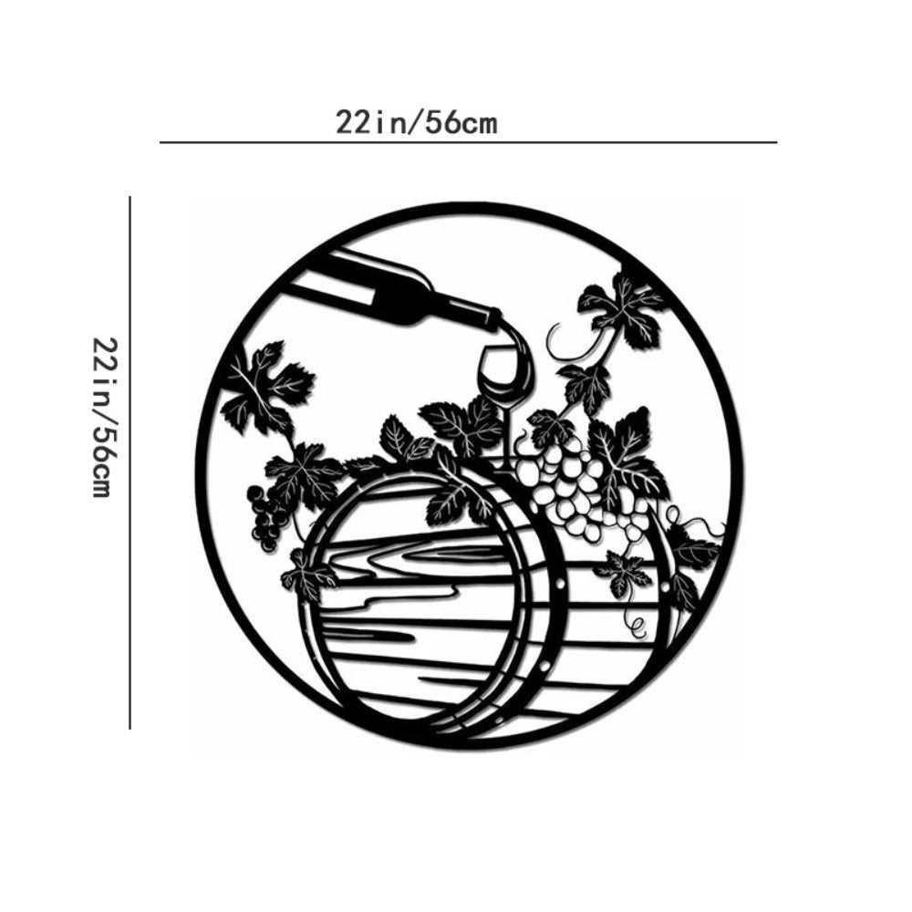 CIFbuy™ Unique Black Iron Wine Bottle Wall Art - Red Wine & Grape Leaf Metal Decor for Kitchen, Handcrafted Iron Plaque with Elegant Vine Motifs, Premium Wall Sculptures.