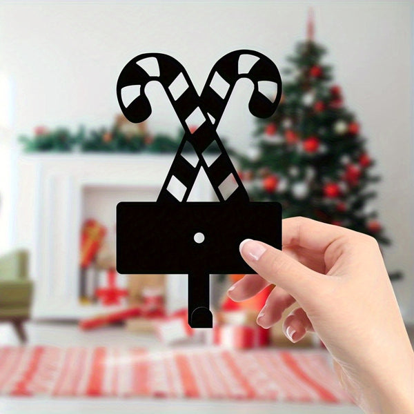 HelloYoung Festive Metal Candy Cane Utility Hooks, Perfect for Key & Belt Hanging, Ideal Christmas Wall Decor for Festive Occasions, Durable Hanging Organizer, Cute Holiday Themed Hooks for Entryway Kitchen