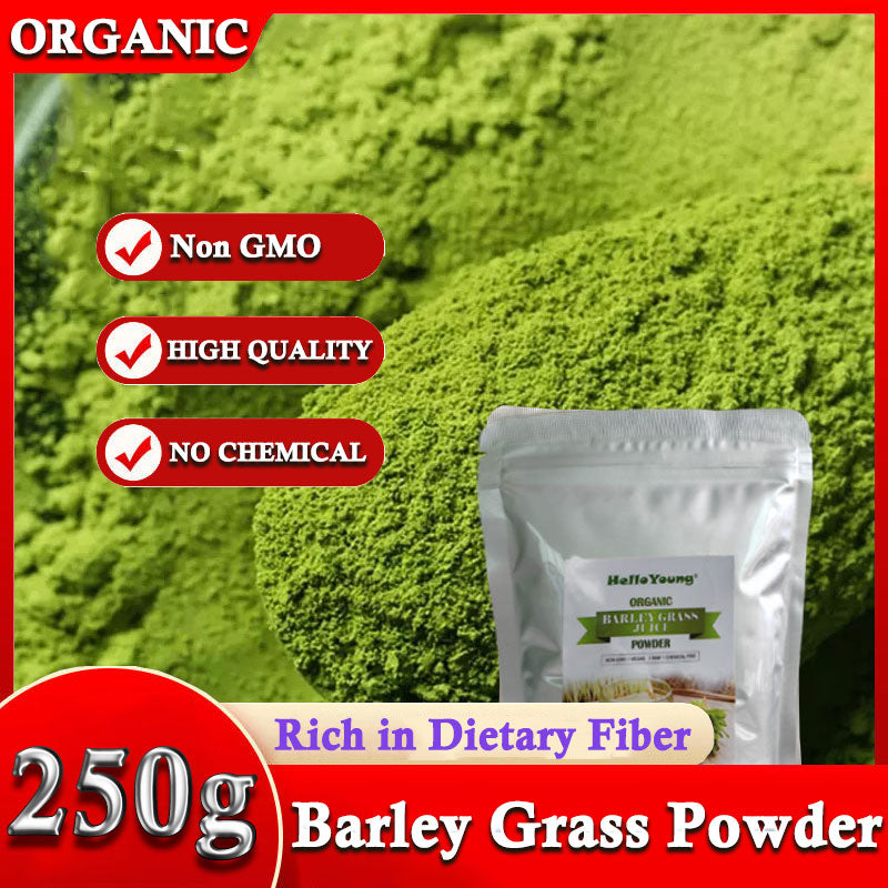 HelloYoung Barley Grass Powder 100% Pure & Organic Organic Barley Grass Powder Pure Organic Barley for Women and Men 250g 100% Natural Pure Barley Grass Low Sugar Body Detoxification Main image