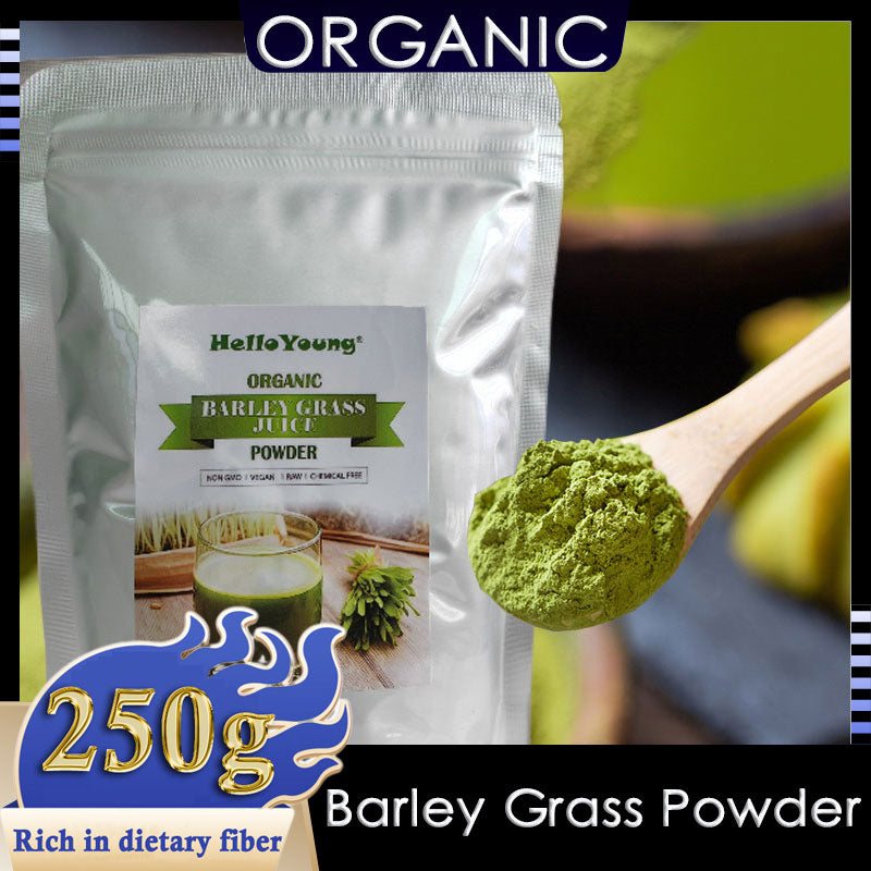 HelloYoung Barley Grass Powder Original 100% healthy Pure Organic Barley Chlorophyll & Trace Minerals No Maltodextrin & Sugar
