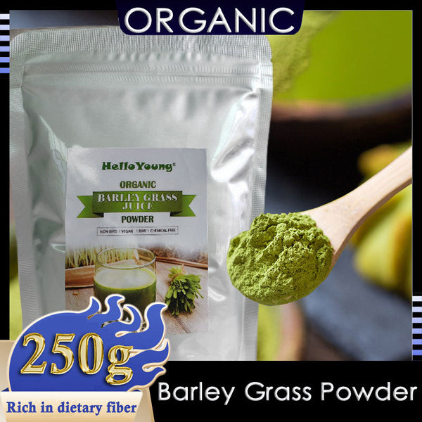 HelloYoung Barley Grass Powder Original 100% healthy Pure Organic Barley Chlorophyll & Trace Minerals No Maltodextrin & Sugar