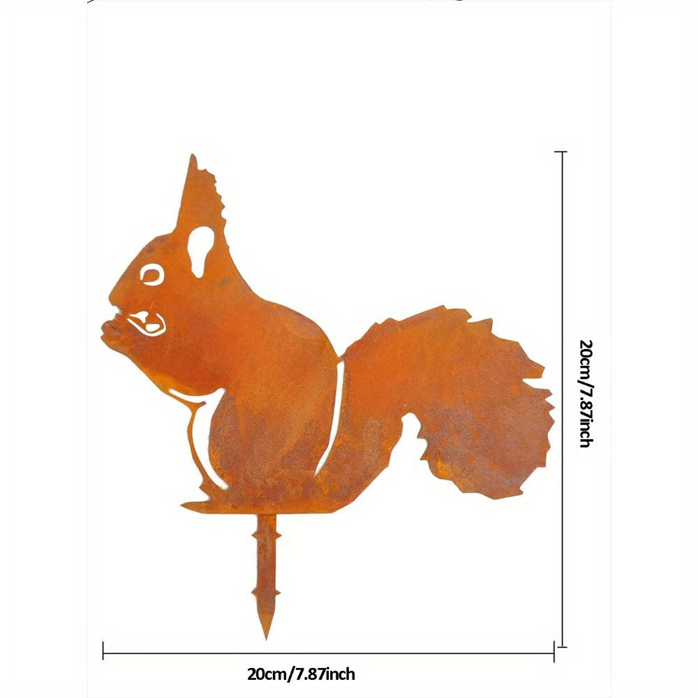 CIFbuy™ Rusty Squirrel Garden Metal Yard Art - Handmade Corten Steel Statue with Rustic Patina, Outdoor Garden Decoration Adding Rustic Elegance, Metal Craft for Yard Beauty, Unique Collectible Figurines.