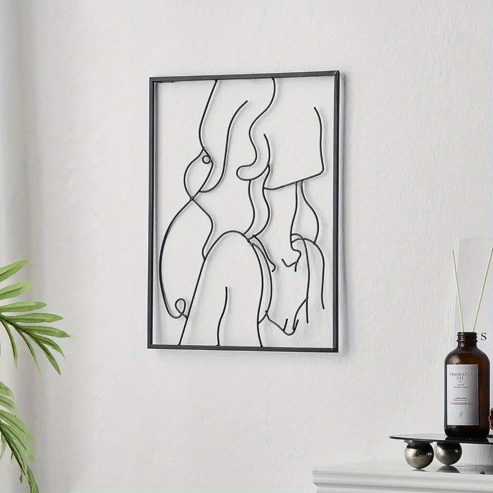 CIFbuy™ Premium Iron Abstract Line Art Wall Hanging - A Highlight of Modern Minimalist Home Decor for Living Room, Abstract Line Drawing Metal Iron Art Serves as Stunning Statue Ornament - Charming Wall Sculptures.